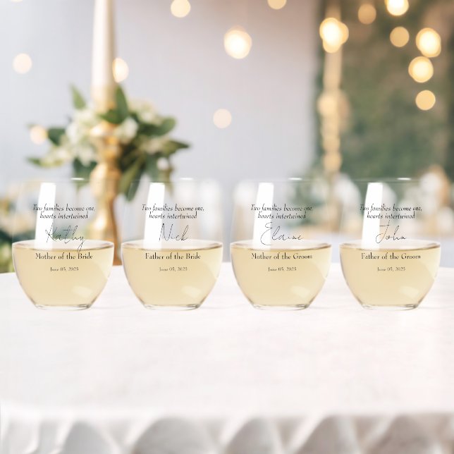 Elegante florale Embrace Wedding Weinglas Ohne Stiel (Insitu (Hochzeit))