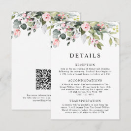 Elegante Florale Eukalyptusblätter QR-Code Hochzei Begleitkarte