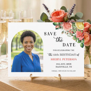 Elegante Florale Foto 44. Geburtstagsfeier Save The Date