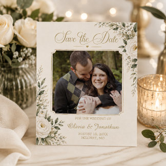 Elegante florale Foto-Save-the-Date-Karte Save The Date
