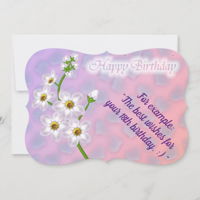 Elegante florale Geburtskarte (Vorderseite)