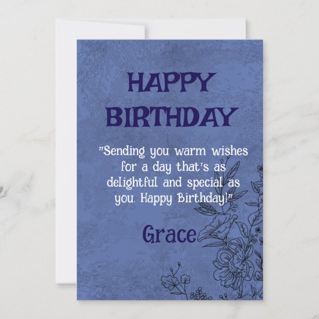 Elegante florale Geburtskarte Einladung (Vorderseite)