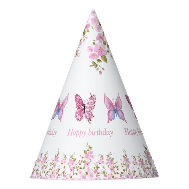 Elegante florale Geburtstagsparty Partyhütchen (Vorderseite)