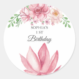 Elegante florale Geburtstagsparty Runder Aufkleber