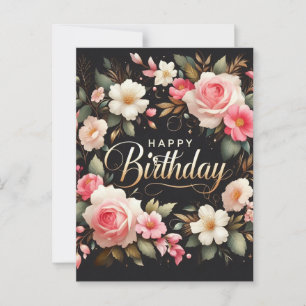 Elegante florale Geburtstagspostkarte Postkarte