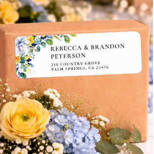 Elegante florale gelbe und blaue Aquarell-Hochzeit