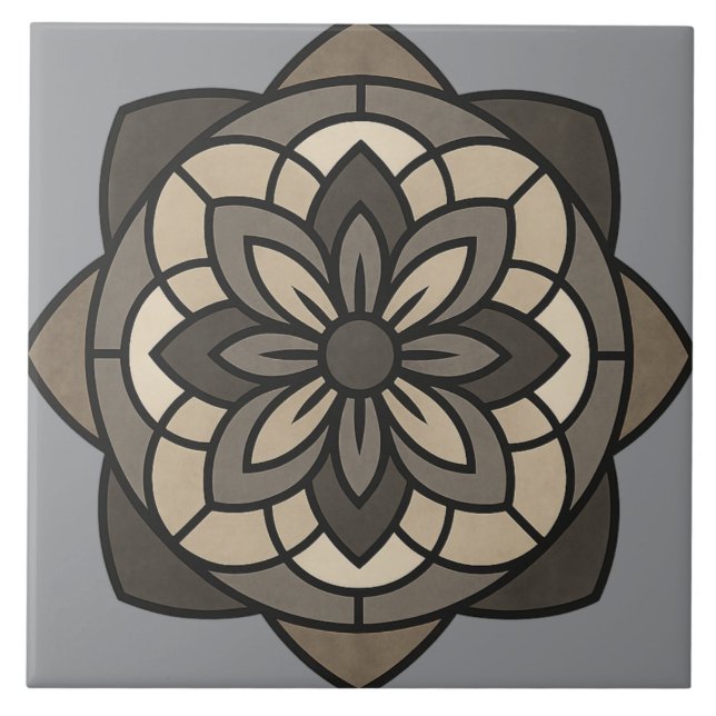 Elegante florale Geometrie Fliese (Vorderseite)