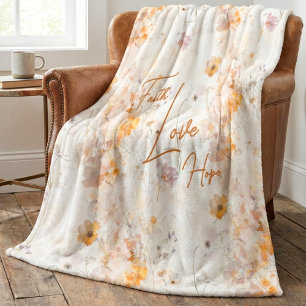 Elegante Florale Glaube Hoffnung Liebe Wasserfarbe Fleecedecke