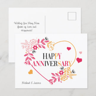 Elegante florale Glückskarte zum Jubiläum Postkarte