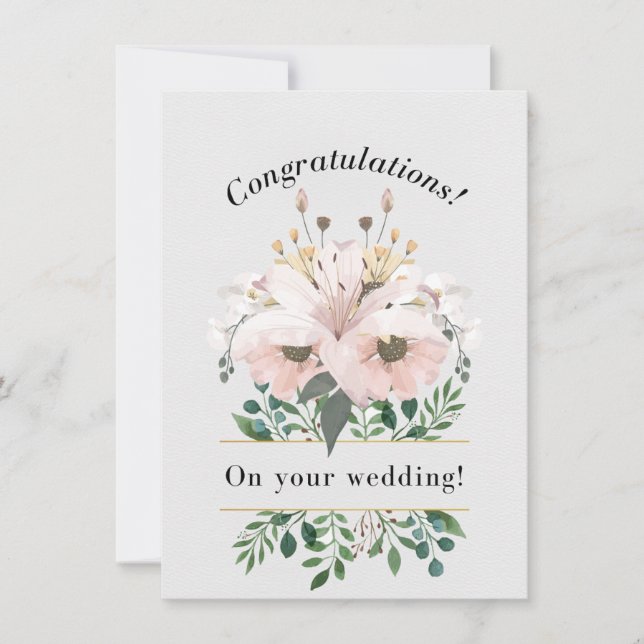 Elegante florale Glückwünsche Hochzeitskarte Karte (Vorderseite)