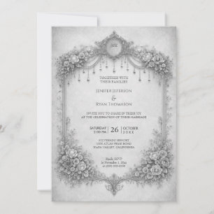 Elegante florale gothische Halloween-Hochzeitseinl Einladung