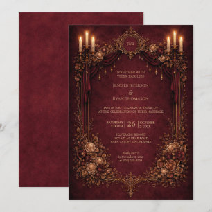 Elegante florale gothische Halloween-Hochzeitseinl Einladung