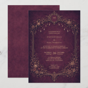 Elegante florale gothische Halloween-Hochzeitseinl Einladung
