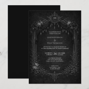 Elegante florale gothische Halloween-Hochzeitseinl Einladung