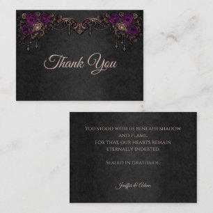 Elegante florale gotische Hochzeit Danke Mitteilungskarte
