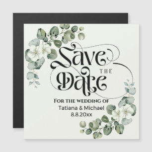 elegante florale grüne Hochzeit save the date Magneteinladung