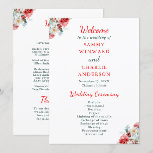 Elegante Florale Grüne Winterhochzeit Programm