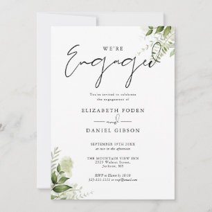 Elegante Florale Grünpflanzen Engagement-Party Einladung