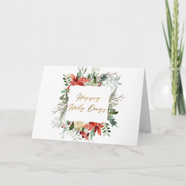 Elegante florale Happy Holy Days Foto Weihnachten (Vorderseite)