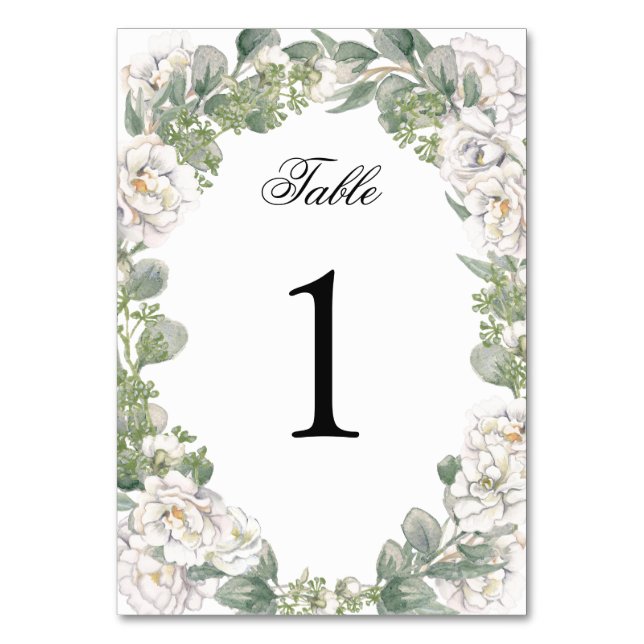 Elegante Florale Hellgrüne Tischnummer (Vorderseite)