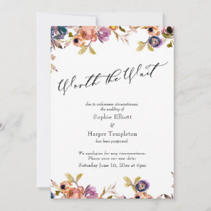Elegante Florale Hochzeit aufgeschoben, aber wert  Einladung