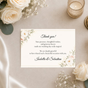 Elegante Florale Hochzeit Dankeskarte