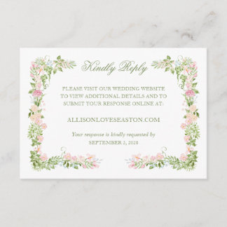 Elegante Florale Hochzeit Online-Rückantwort RSVP Karte