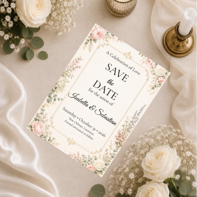 Elegante Florale Hochzeit Save The Date (Von Creator hochgeladen)