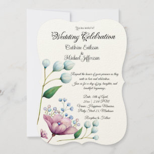 Elegante florale Hochzeit Soft Botanical Romance Einladung