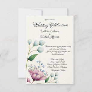 Elegante florale Hochzeit Soft Botanical Romance Einladung