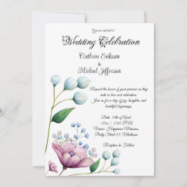 Elegante florale Hochzeit Soft Botanical Romance Einladung