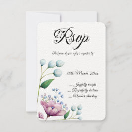 Elegante florale Hochzeit Soft Botanical Romance RSVP Karte