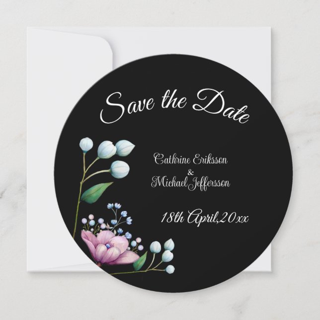 Elegante florale Hochzeit Soft Botanical Romance Save The Date (Vorderseite)