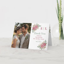 Elegante Florale Hochzeits-Dankeskarten