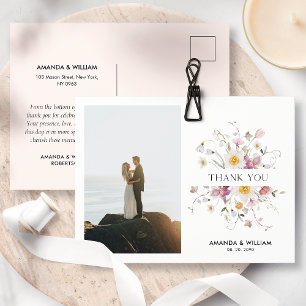 Elegante Florale Hochzeits-Dankeskarten-Postkarte Ankündigungspostkarte