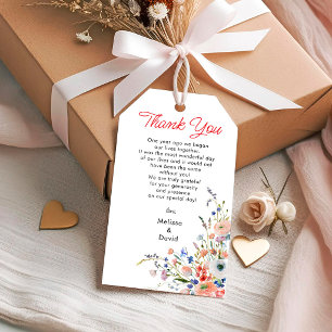 Elegante Florale Hochzeits-Danksagung Geschenkanhänger