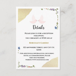 Elegante Florale Hochzeits-Detailkarte (Beilage Begleitkarte