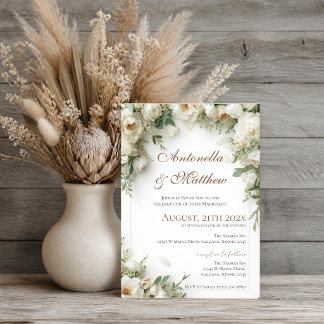 Elegante Florale Hochzeits-Einladung Einladung
