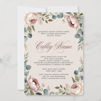 Elegante Florale Hochzeits-Einladung  Einladung