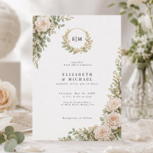 Elegante Florale Hochzeits-Einladung Grünkränze