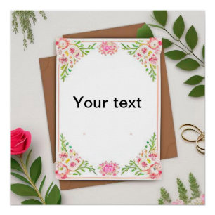 Elegante florale Hochzeits-Einladung Poster