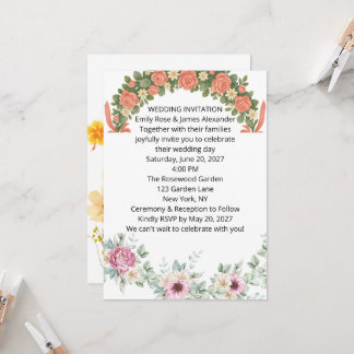 Elegante Florale Hochzeits-Einladung, Romantische