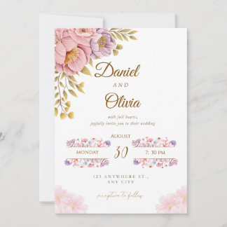 Elegante Florale Hochzeits-Einladung | Romantische Einladung