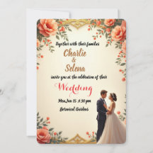 Elegante Florale Hochzeits-Einladungskarte