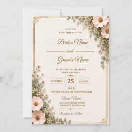 Elegante Florale Hochzeits-Einladungskarte Vorlage