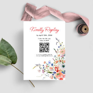 Elegante Florale Hochzeits-QR-Code-RSVP-Karte RSVP Karte