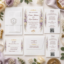 Elegante Florale Hochzeits-RSVP-Karte Lavendel Gol