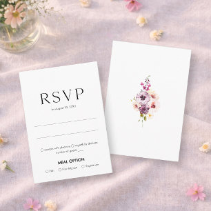 Elegante Florale Hochzeits-RSVP-Karte mit Essensau RSVP Karte
