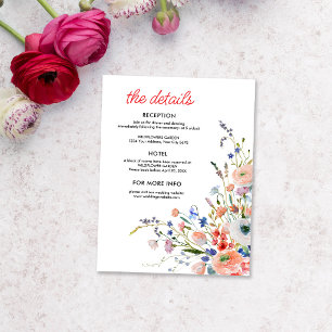 Elegante florale Hochzeitsdetails Begleitkarte