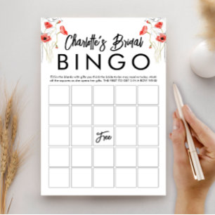 Elegante Florale Hochzeitsdusche-Bingo-Spielkarte Einladung